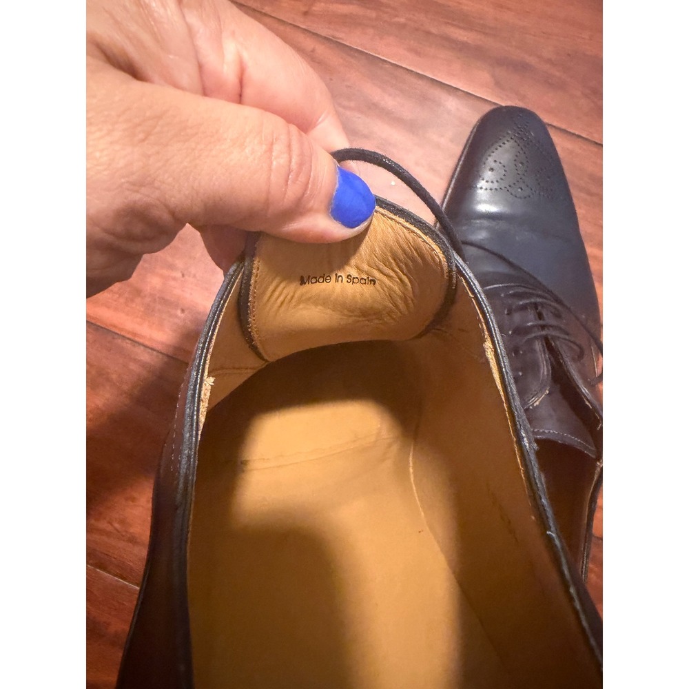 Magnanni Mens Navy Blue Leather Medallion Toe Derby Dress Shoes Size 11 M - Picture 14 of 16